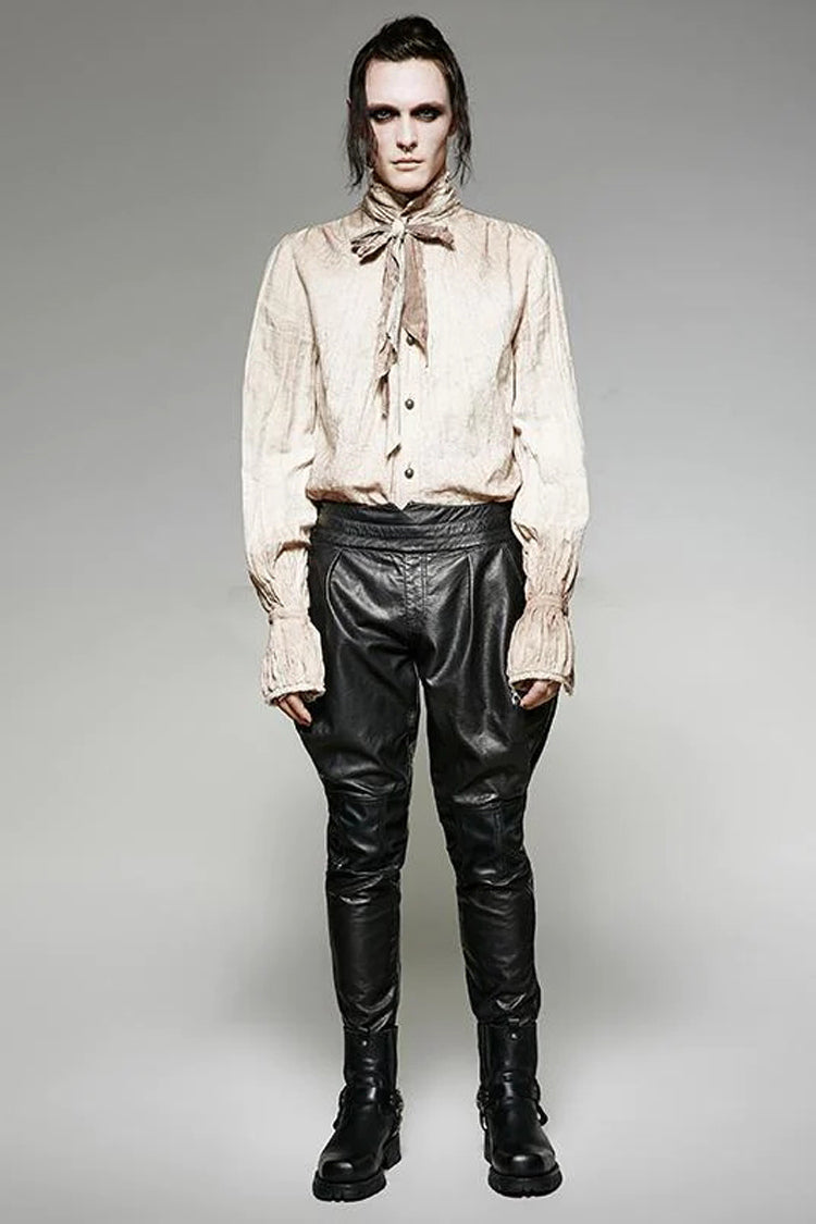 Ivory Victorian Steampunk Long Lantern Sleeve Retro Buttoned Men's Shirt