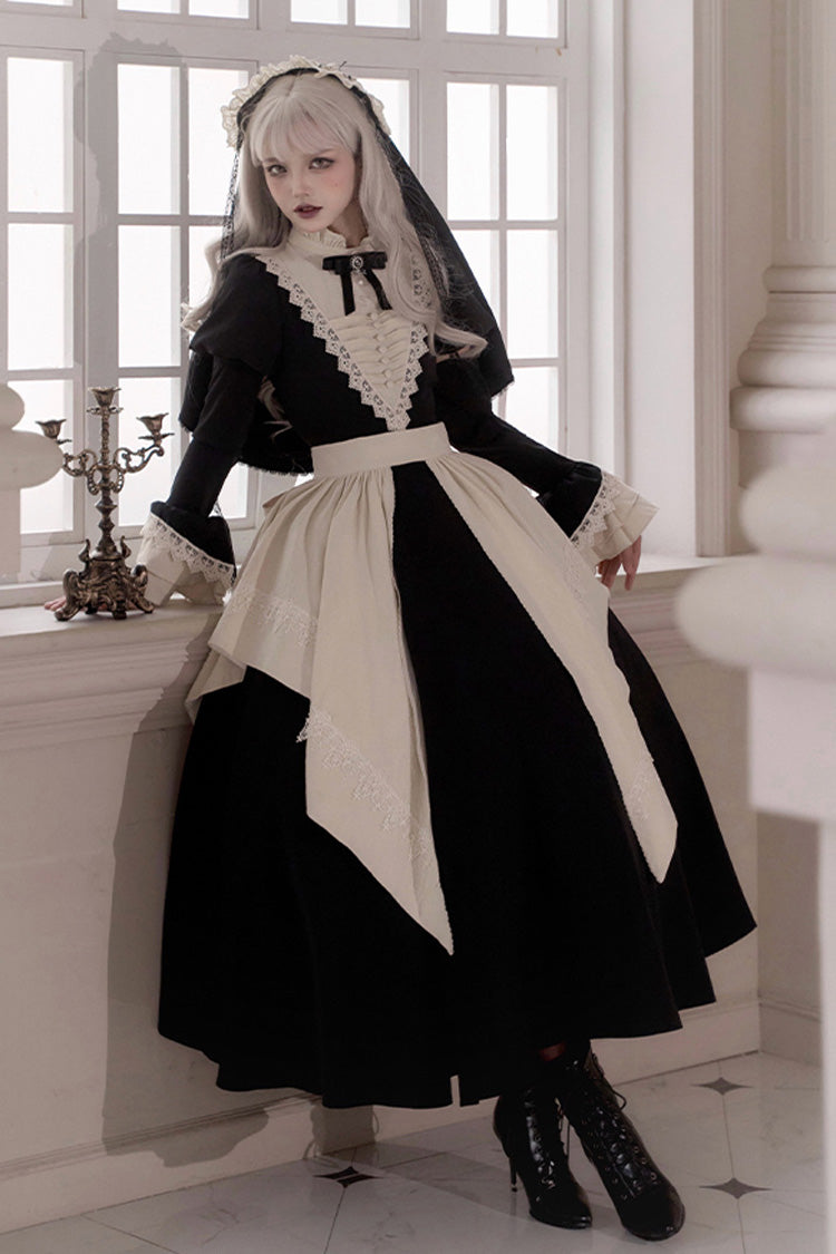 Black Gothic Long Sleeve Ruffled Nun Lolita Dress