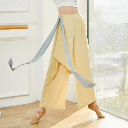 Flowy Ribbon Lace Up Wide Leg Pants