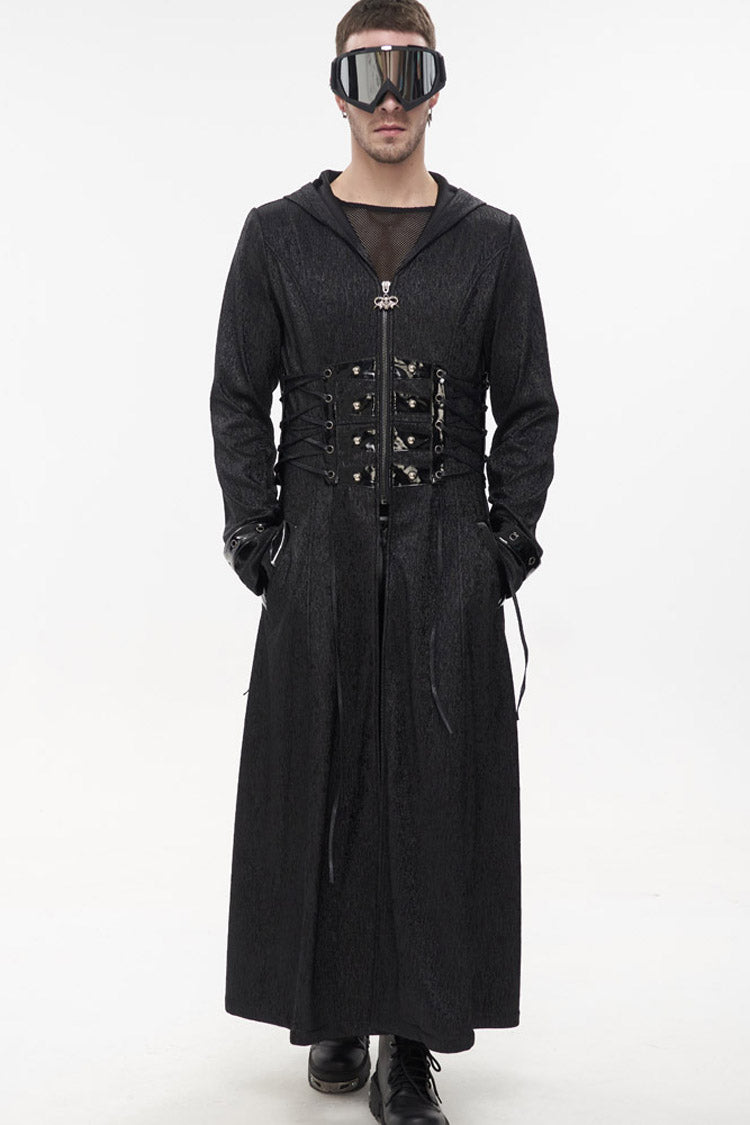 Stripe Mechanic Stitched Faux-Girdle Slim Punk Coat