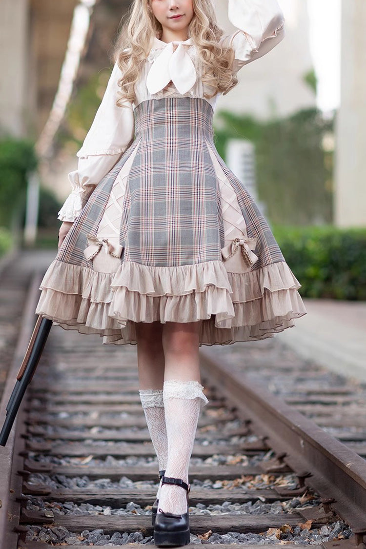 Multi-Color Classic Lolita Dress with Bowknot and Ruffled Sleeveless