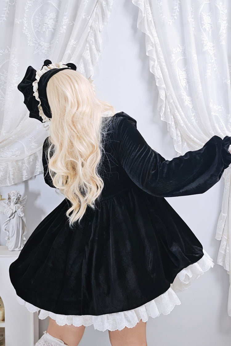 Stand Collar Long Sleeves Ruffled Bow Gothic Plus Size Lolita Dress