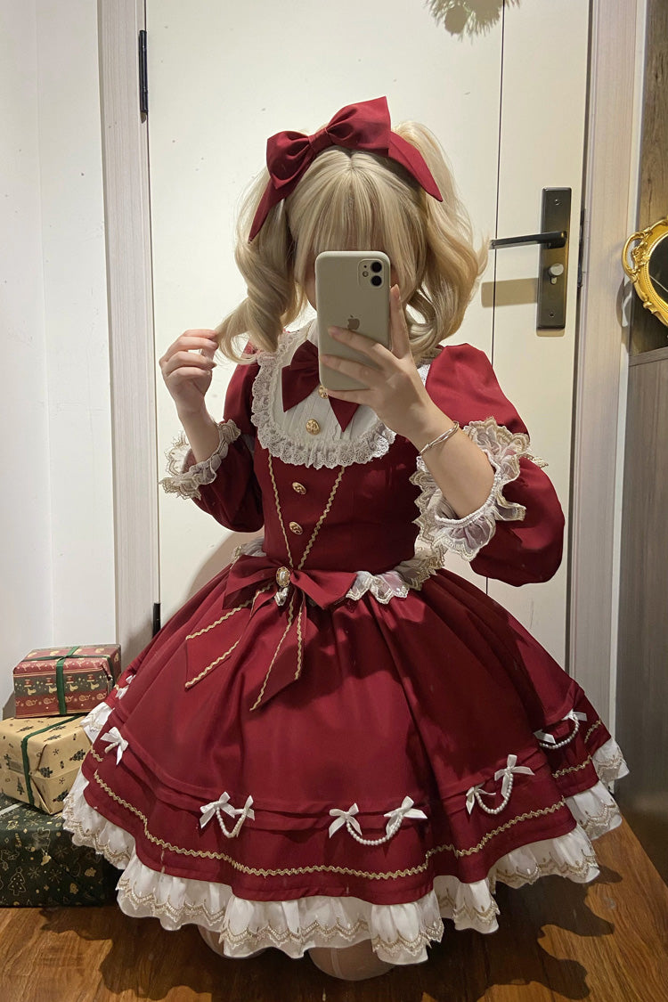 Long Sleeves Ruffled Bow Sweet Lolita Dress - Miss Flando of the New Year