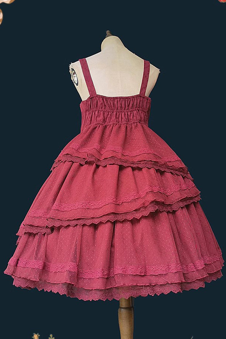 Wine Sweet Lolita Dress with Tower of Dawn Bowknot and Ruffled Sleeveless