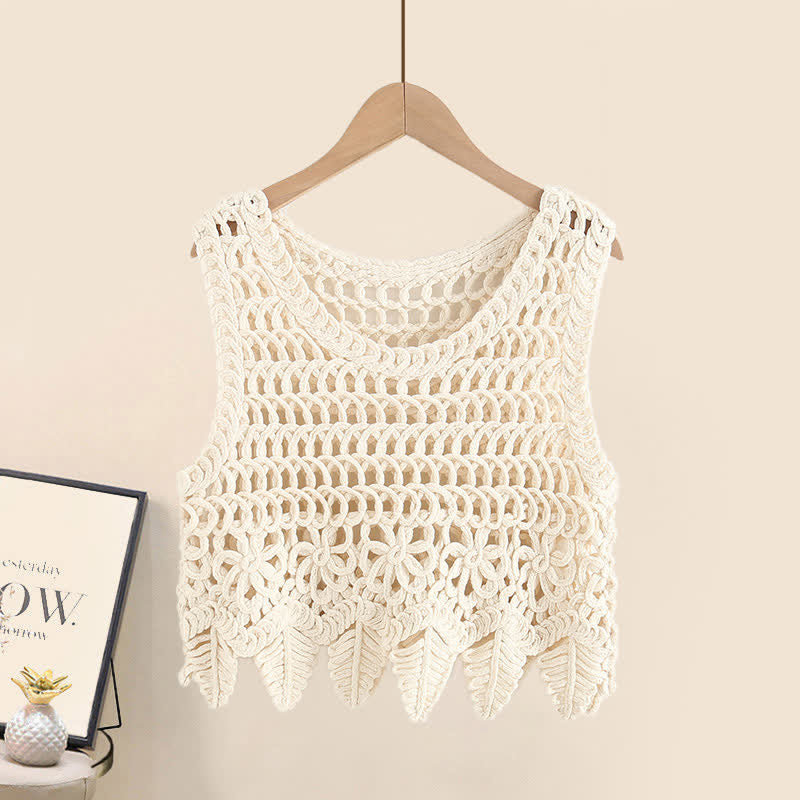 Hollow Out Crochet Crop Top Cami Top Cargo Pants