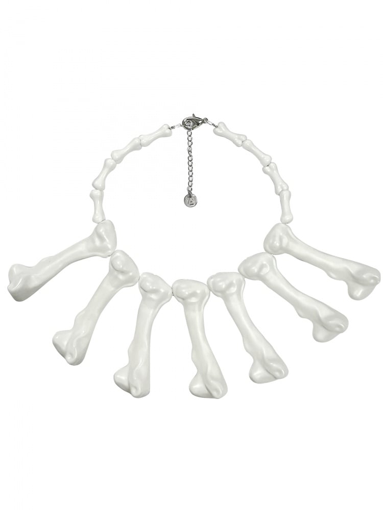 Halloween White Gothic Punk Bones Necklace