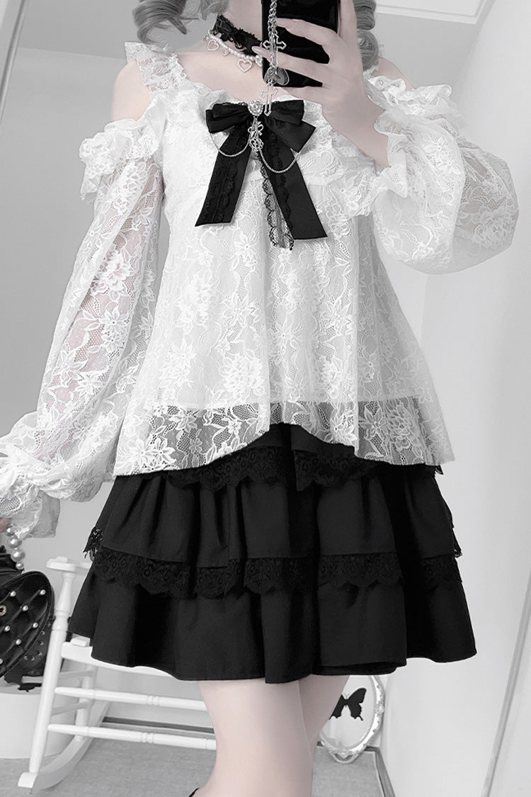 Jirai Kei Skirt with Triple Ruffle Lace