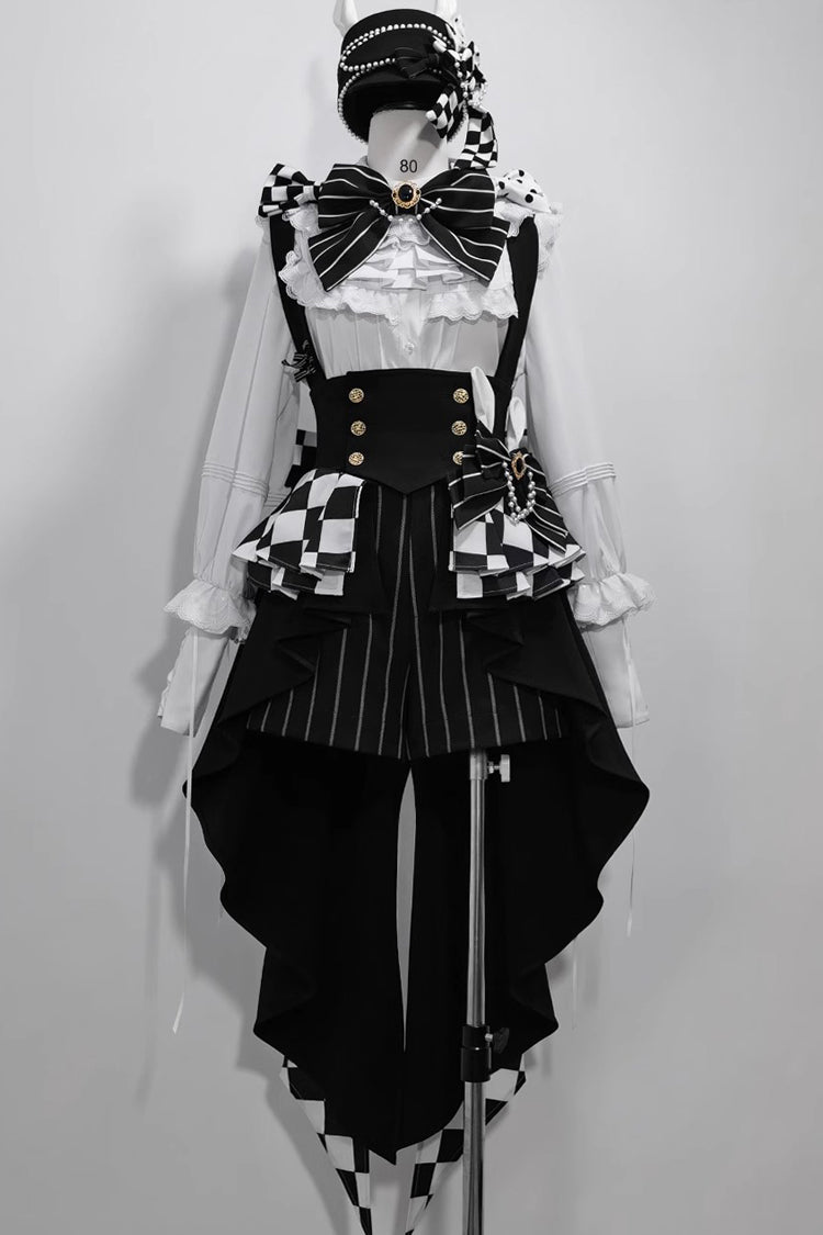 Monochrome Checkerboard Ouji Lolita Girdle with Rabbit Motif