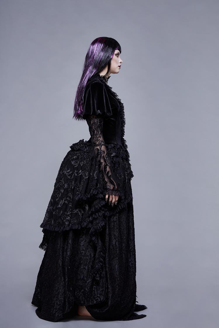 Gothic Coat with Hollow-Out Flare Sleeves and Lace Cuffs