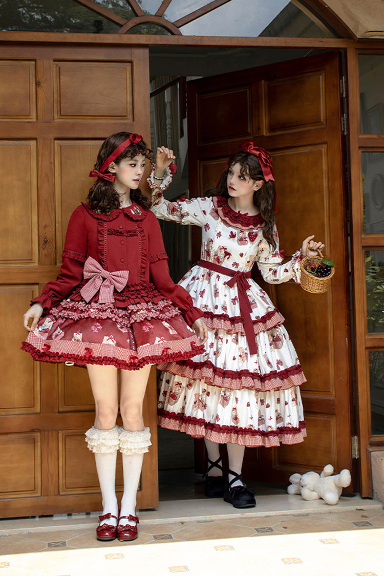 Strawberry Farm Print Embroidery Skirt