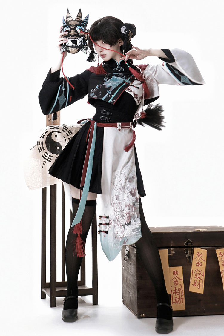 Walking With Demon Asymmetric Gothic Chinese Ouji Skirt