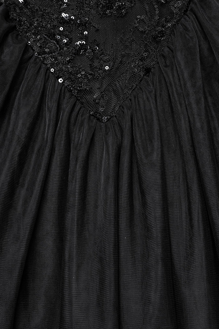 Black Off-Shoulder Embroidered Lace Slim Gothic Fishtail Gown
