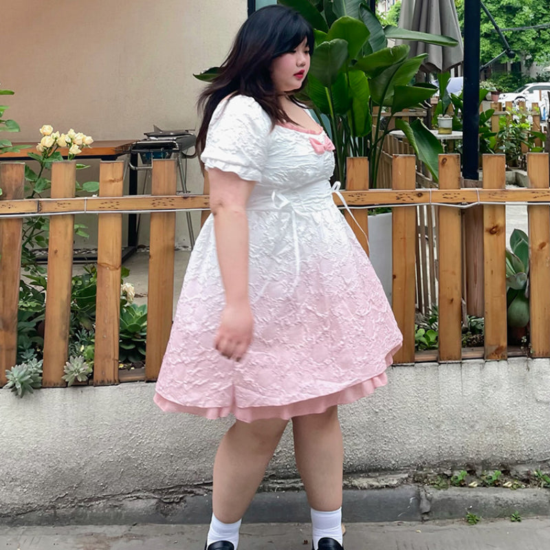 Gradient Bubble Sleeve Princess Dress MK Kawaii Store
