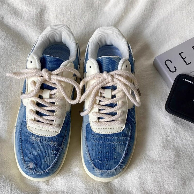 Denim Heart Aesthetic Sneakers