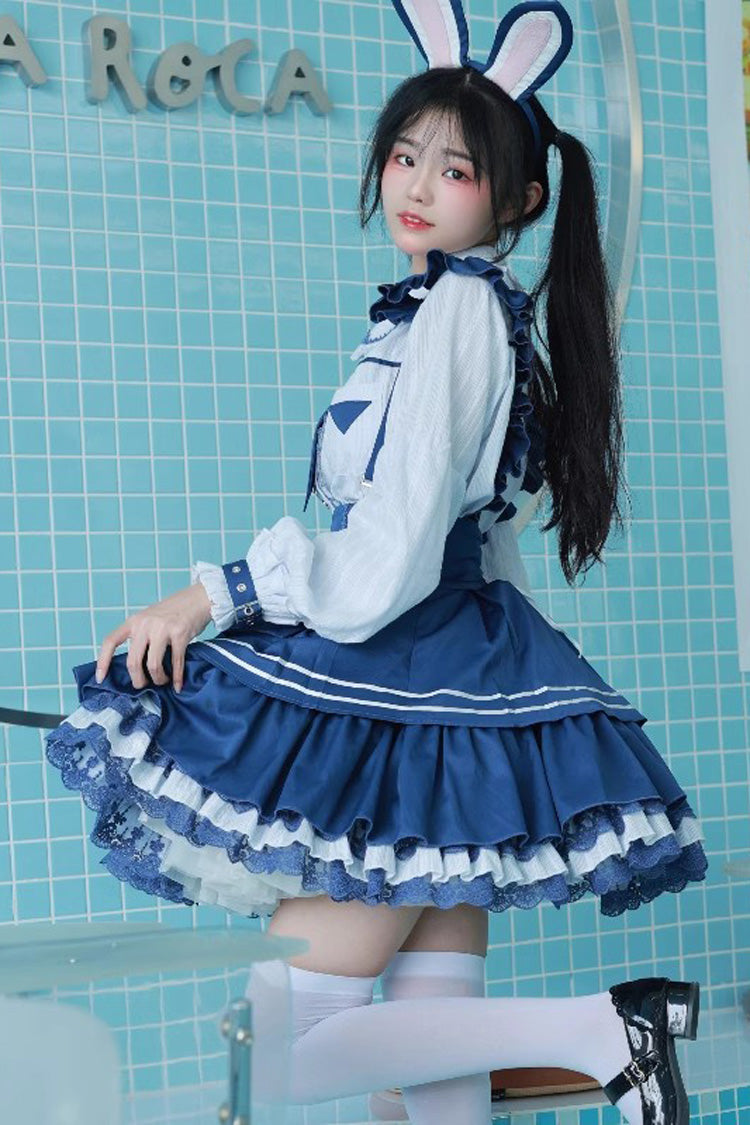Officer Rabbit Sweet Lolita Multi-Layer Ruffle Strap Dress 4 Colors