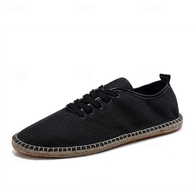with Espadrille Jute Shoes Canvas Beige Lace-Up Men's Rope