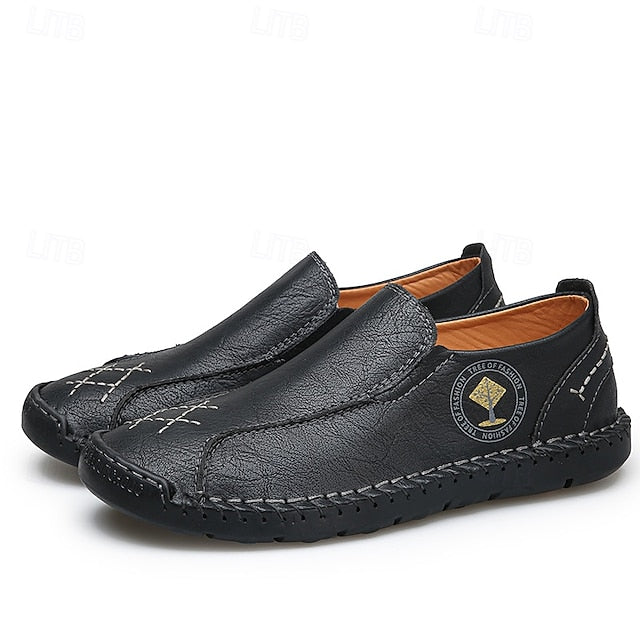 Moccasins Leather Genuine – Men's Beige Faux Handmade