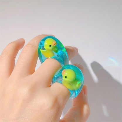 Cute Duck Clear Ring