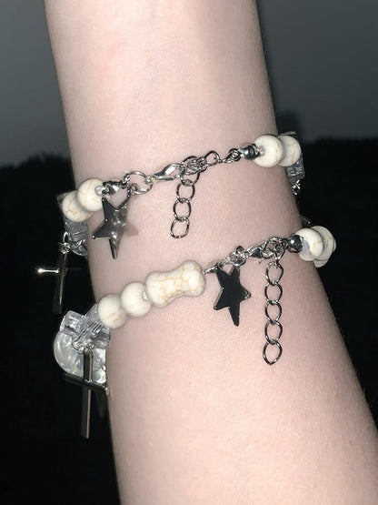 Bone-shaped Cross Star Beaded Bracelet