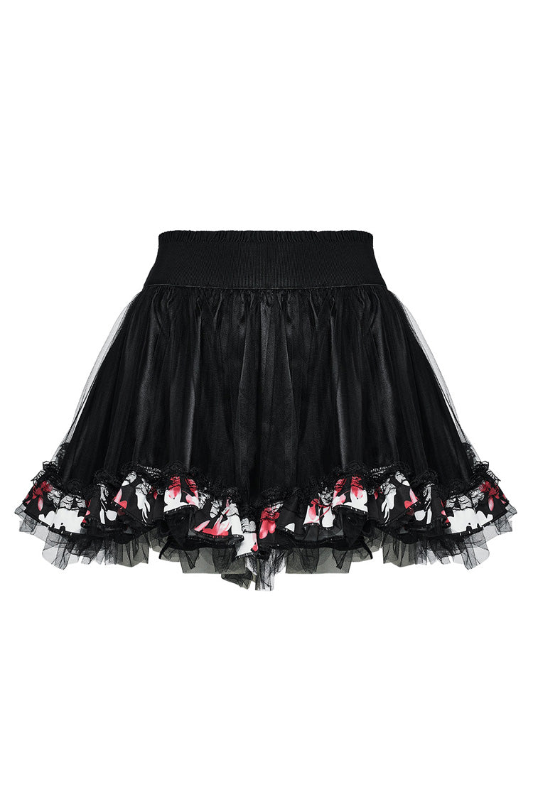 Multicolor Long Sleeves Floral Print Ruffle Gothic Dress with Skirt