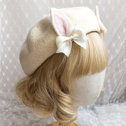 Cute Woolen Bow Beret Warm