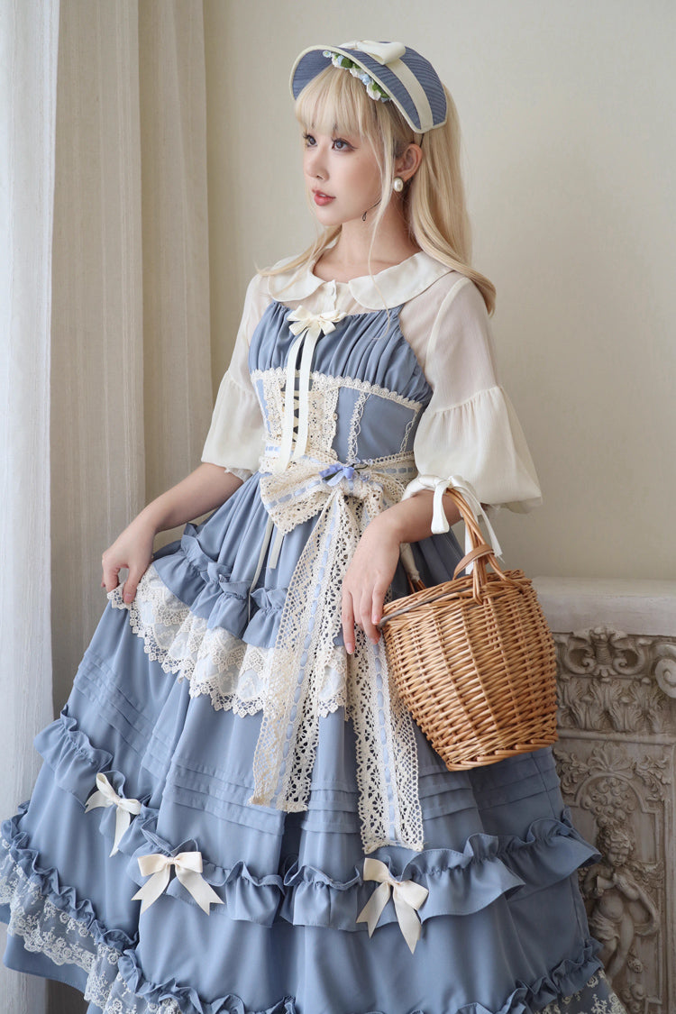Lillian Ruffle Bow Lace Sweet Lolita Jsk Dress 4 Colors