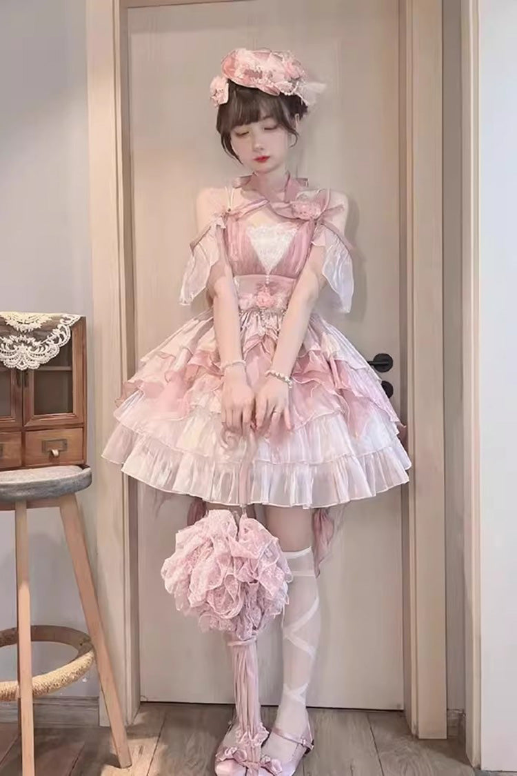 Cat Fairy Sweet Princess Lolita Multi-Layer Ruffle Jsk Dress