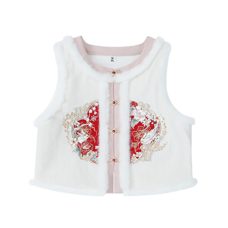 Cute Rabbit Cardigan Vest Split Cheongsam Dress