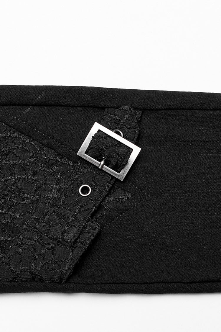 Gothic Leggings with Mesh Panels, Buckle Straps & Stitched Cutout Design