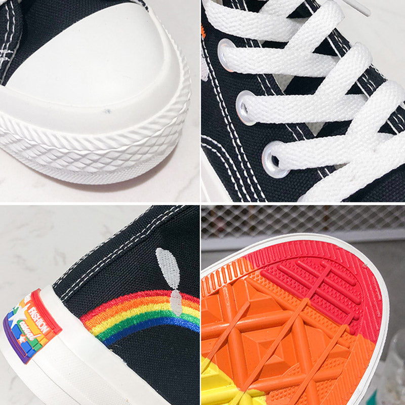 Stylish Rainbow Print High Top Canvas Shoes