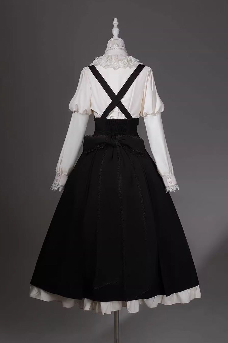Black White Violin Variations Ruffled Embroidered Gothic Jumper Set