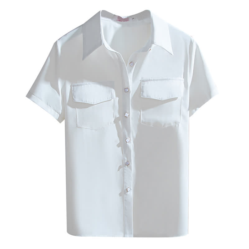 White Double Pockets Shirt