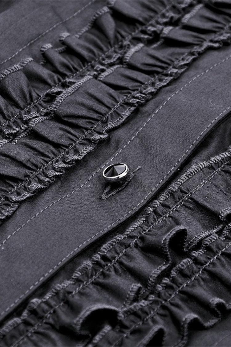 Ruffled Gothic Blouse with Turn-Down Collar