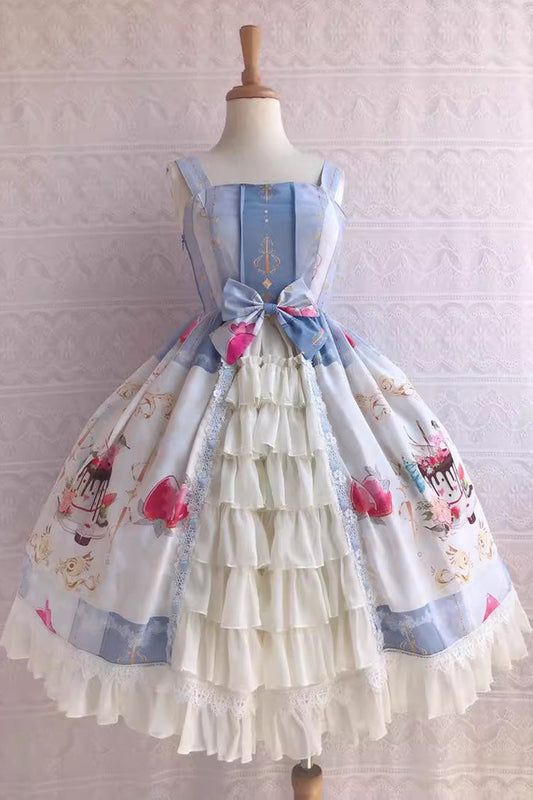 Dessert Print Ruffle Cardigan JSK Dress - Summer Cool - Three Colors