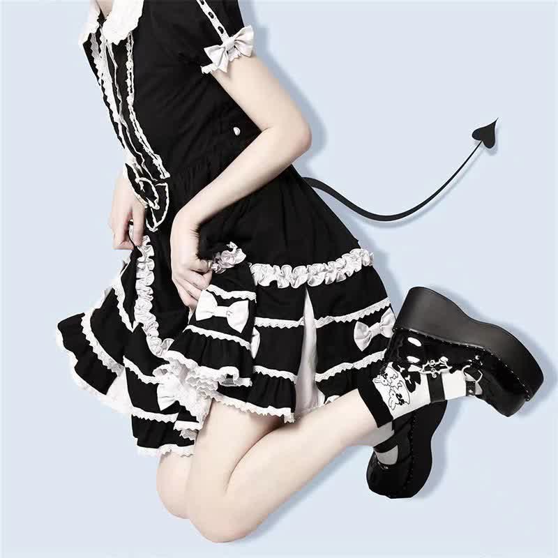 Punk Goth Bat Love Heart Buckle Platform Lolita Mary Janes Shoes MK19621