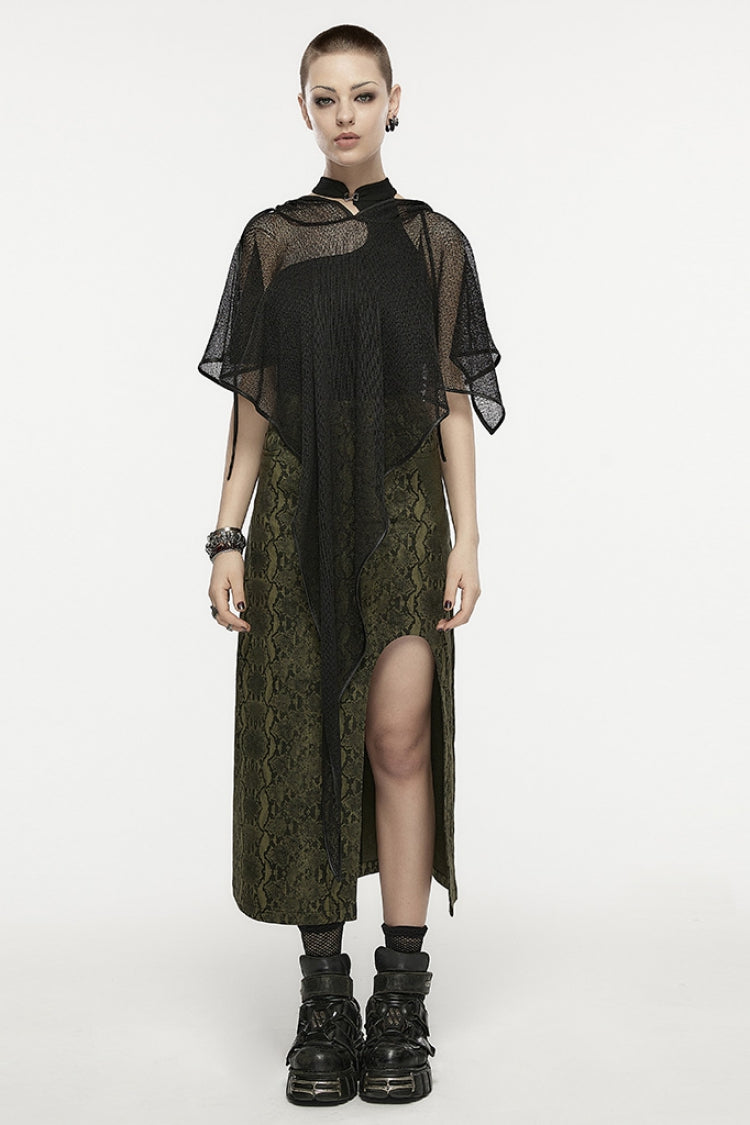 Hooded Gothic Cloak with Cutout Details for Women