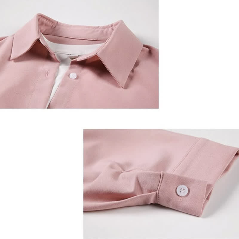 Pink Lapel Shirt Casual Suit Pants