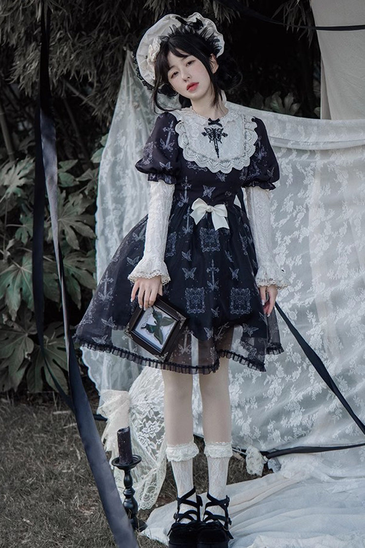 Black Butterfly Embroidered Gothic Lolita Gown