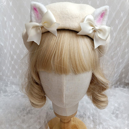 Cute Woolen Bow Beret Warm