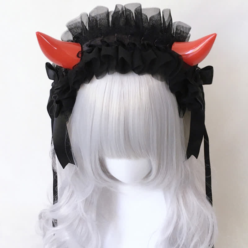 Dark Demon Horn Lace Hair Accessory