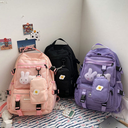 Cartoon Bunny Pattern Backpack with Mini Bag