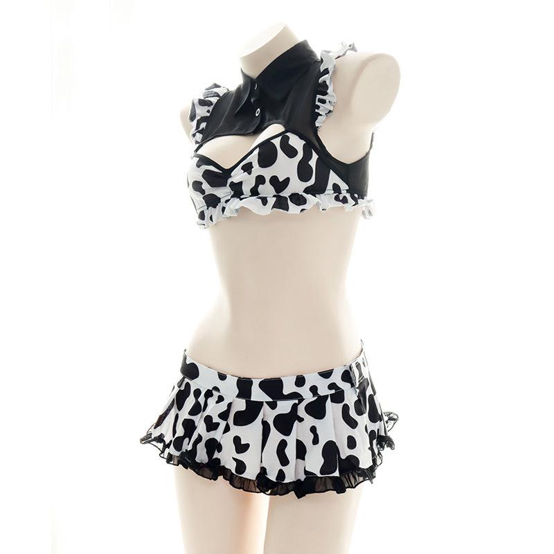 Sweet Maid Cow Print Cutout Lingerie Suit