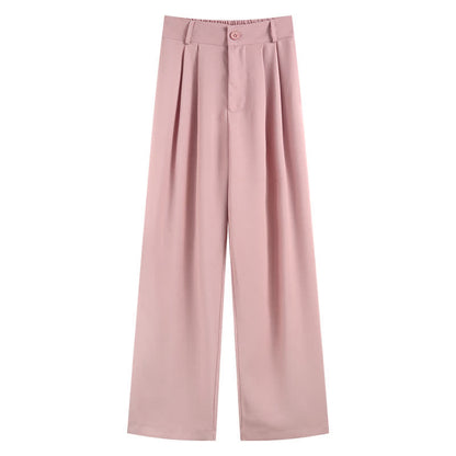 Pure Color Wide Leg Drape Suit Pants