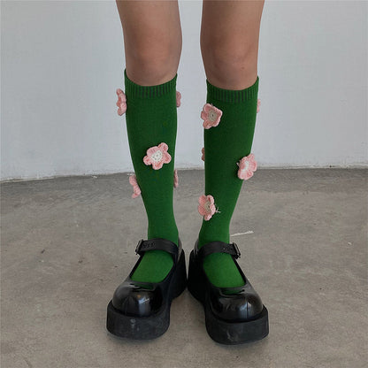 Sweet Tulip Pattern Print Knit Ankle Socks