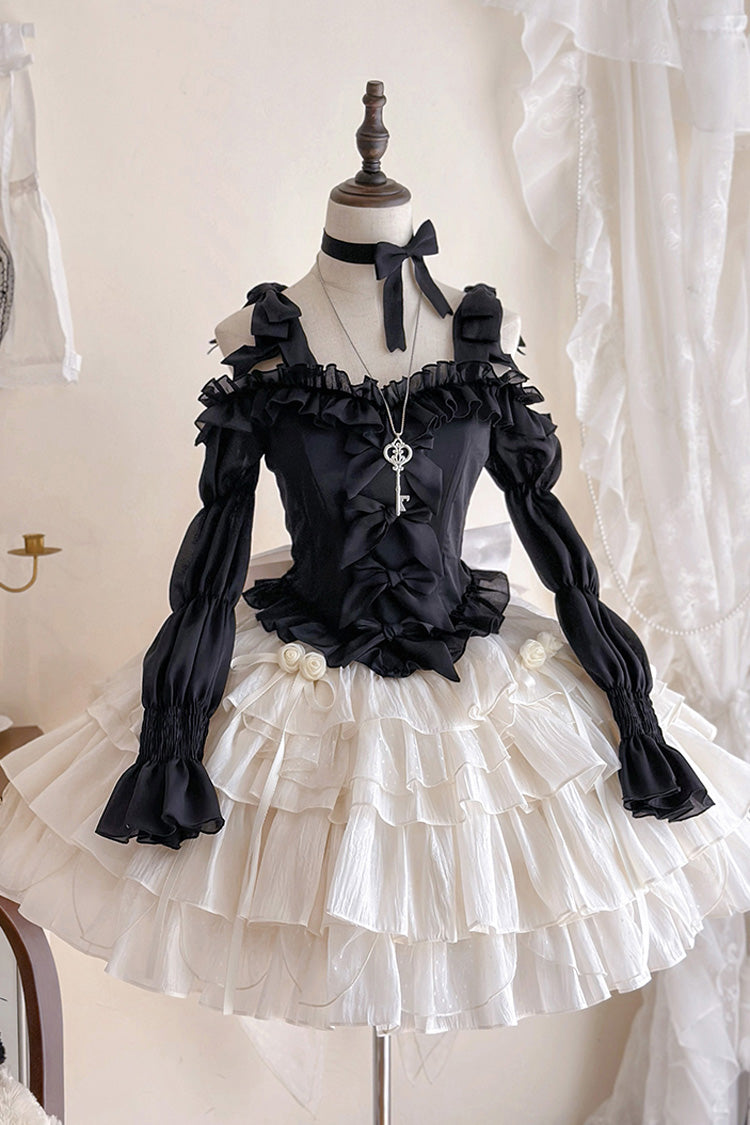 Apricot Bowknot Sweet Princess Lolita Layered Skirt Dress