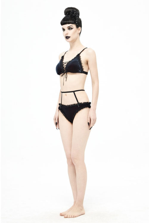 Velvet Lace Up Gothic Swimsuit