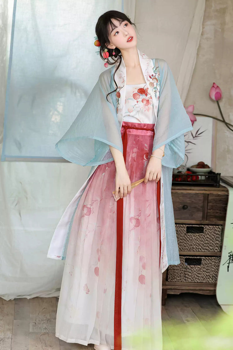 Embroidered Sweet Hanfu Set with Printed Details