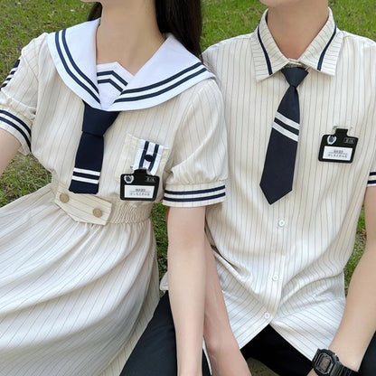 Couple JK Uniform Sailor Collar Dress T-Shirt Pants