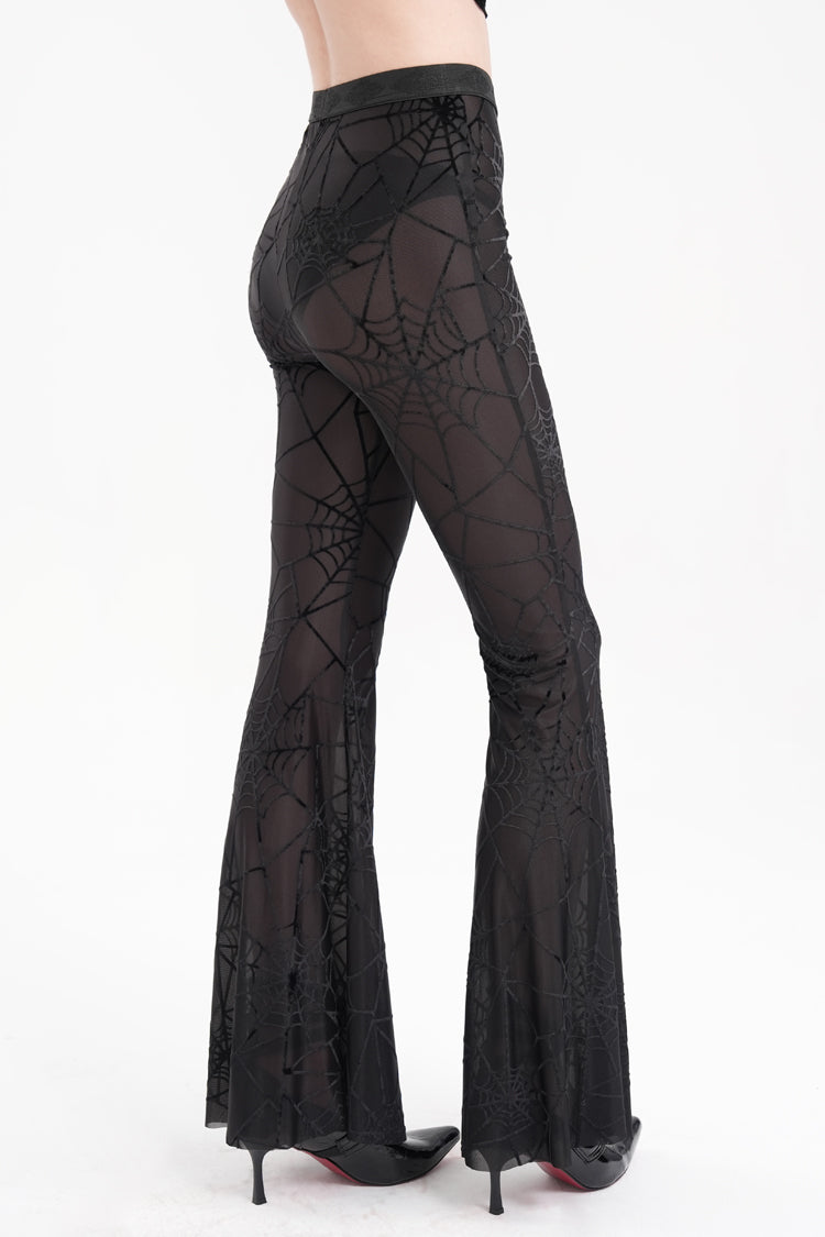 Dark Embroidered Spider Sheer Pants for Women - Gothic Trousers