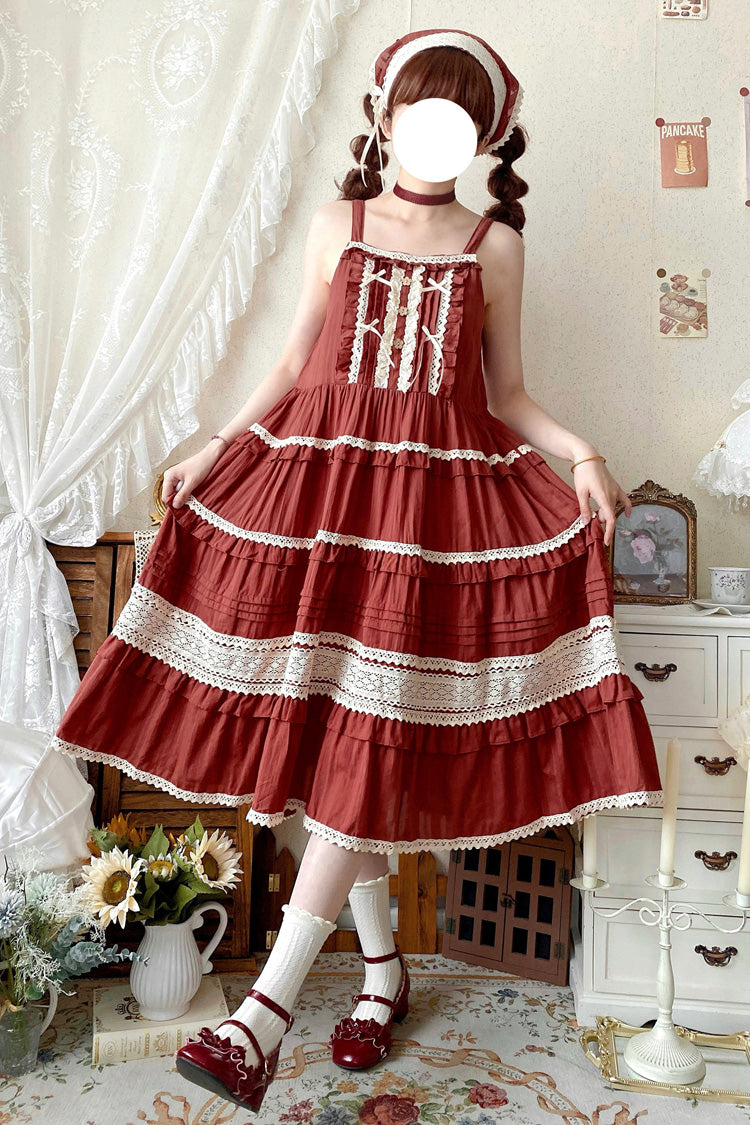Summer Flower Tea Ruffle Bow Lace Sweet Lolita Jsk Dress 6 Colors